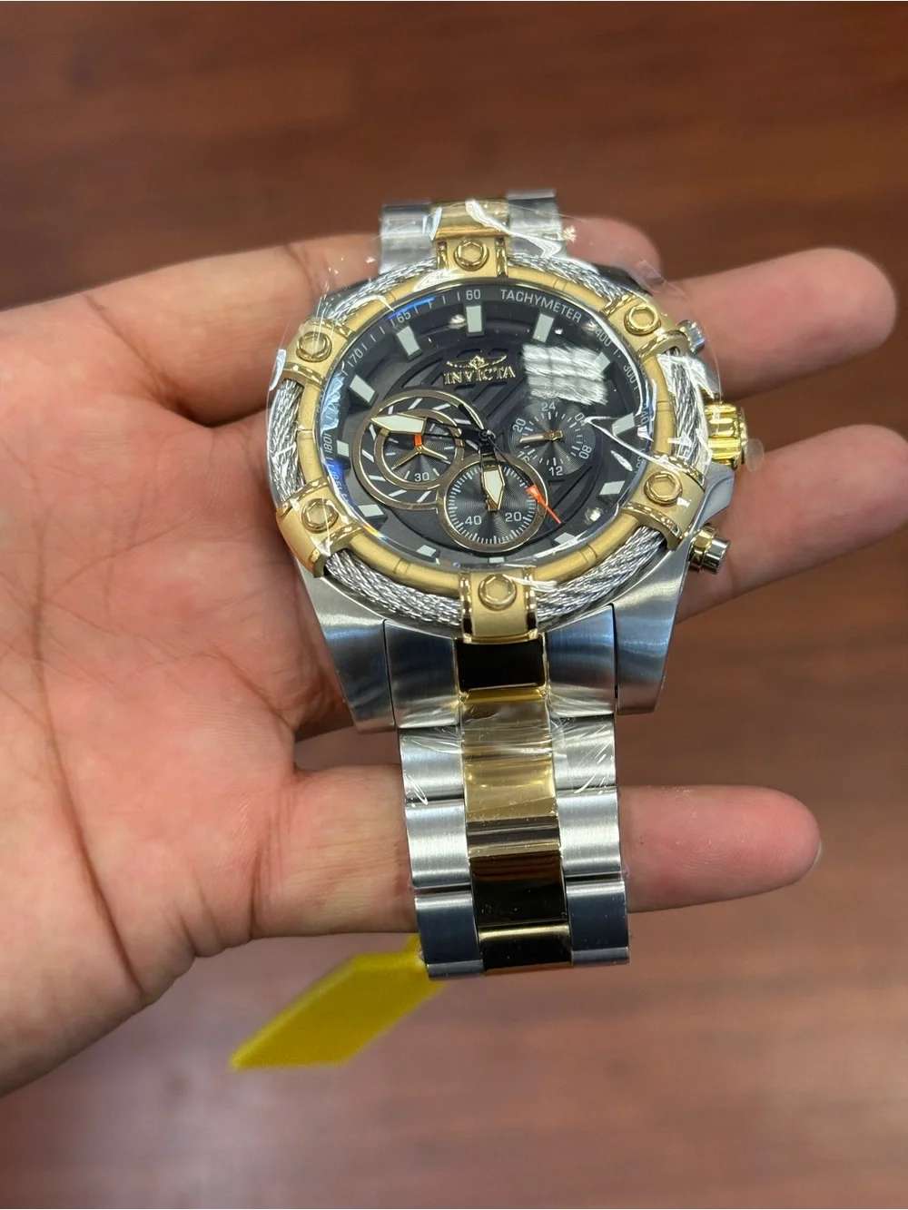 Invicta bolt men’s Two-Tone Gold and Silver Chronograph Watch with Gray Dial